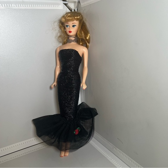 Barbie Doll Brunette 1958 Ponytail Reproduction 1993 Black Dress - Picture 9 of 10